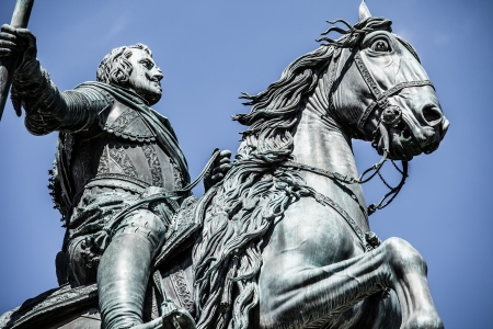 The monument of Charles III on Puerta del Sol in Madrid, Spain ( HDR image )の写真素材
