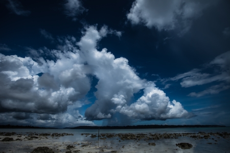 Landscape photo of tranquil island beach の写真素材