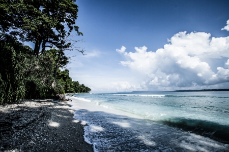 Landscape photo of tranquil island beach の写真素材