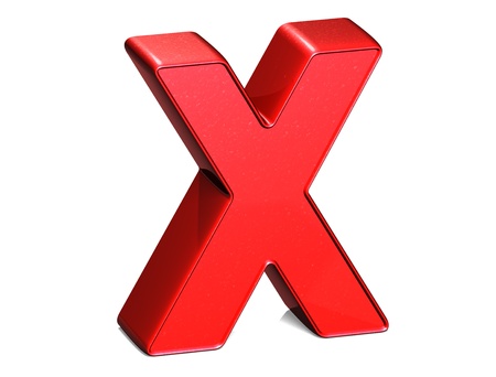 3D shiny red letter collection over white backgroundの写真素材