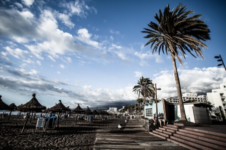 Popular canarian resort Playa de Las Americas, Tenerife, Spain ( HDR image )の写真素材