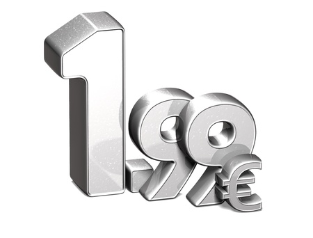 3D Silver Special Price Euro collection over white backgroundの写真素材