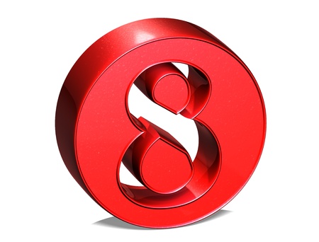 3D shiny red number collection over white background 