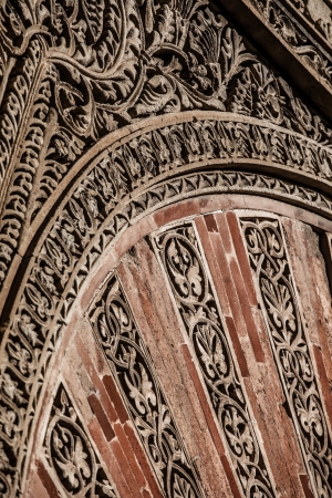 Arabian arches in spanish town of Cordoba, symbol of the arabian domination in Middle Age, in mudejar style. の写真素材