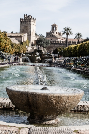 Gardens at the Alcazar de los Reyes Cristianos in Cordoba, Spainの写真素材