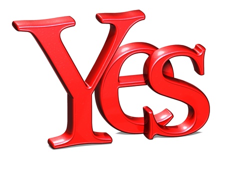 3D Red word Yes on white backgroundの写真素材