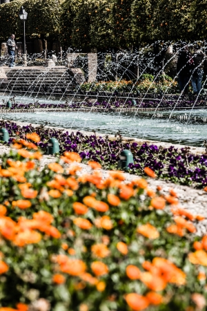Gardens at the Alcazar de los Reyes Cristianos in Cordoba, Spainの写真素材