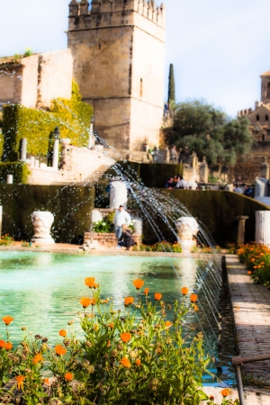 Gardens at the Alcazar de los Reyes Cristianos in Cordoba, Spainのeditorial素材