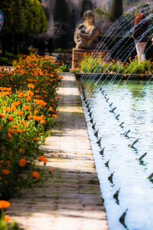 Gardens at the Alcazar de los Reyes Cristianos in Cordoba, Spainの写真素材