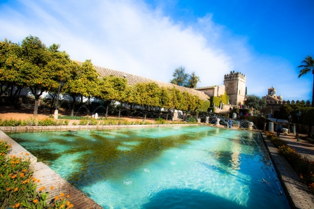 Gardens at the Alcazar de los Reyes Cristianos in Cordoba, Spainのeditorial素材