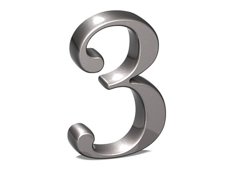 3D Set Silver Number on white background