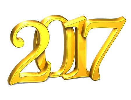 3D Gold Year 2017 on white background 