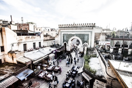 Bab Bou Jeloud gate (The Blue Gate) located at Fez, Morocco