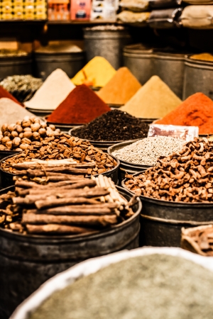 Traditional spices at Moroccan marketの写真素材