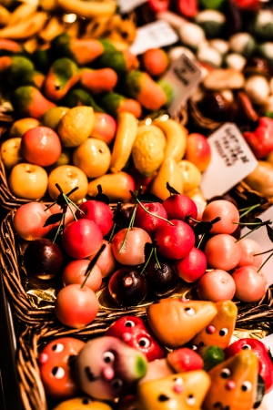 Famous sweet candy market in Barcelona, Spainの写真素材