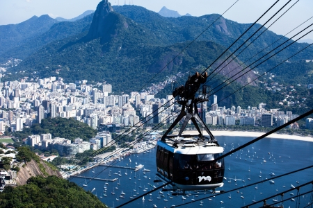 The cable car to Sugar Loaf in Rio de Janeiro, Brazil.のeditorial素材