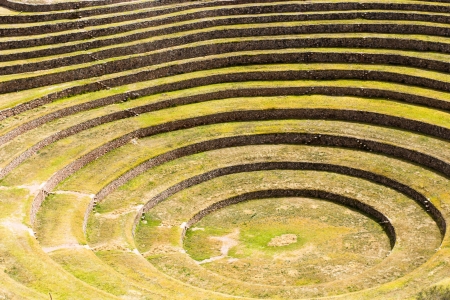 Peru, Moray, ancient Inca circular terraces. Probable there is the Incas laboratory of agriculture の写真素材