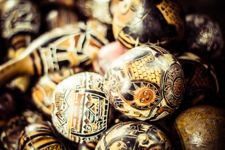 Handmade peruvian maracas in local marketの写真素材