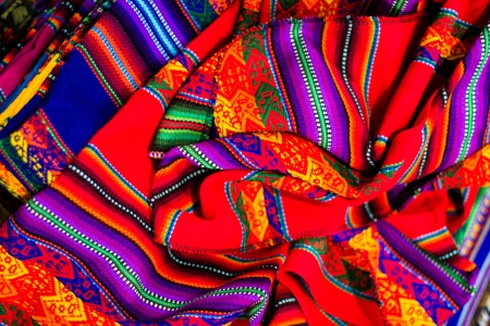Colorful Fabric at market in Peru, South America