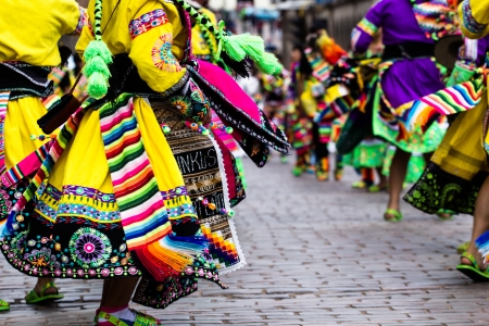 Peruvian dancers at the parade in Cusco.のeditorial素材