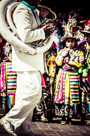 Peruvian dancers at the parade in Cusco.のeditorial素材