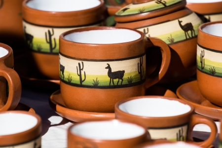 Ceramic in local market in Peru, South America.