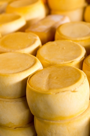 Pile of Peru cheese on the Cusco cheese market の写真素材