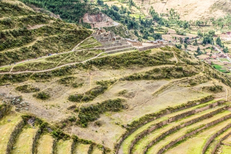 Peru, Pisac (Pisaq) - Inca ruins in the sacred valley in the Peruvian Andes の写真素材