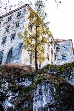View of Pieskowa Skala Castle and garden, medieval building near Krakow, Poland のeditorial素材