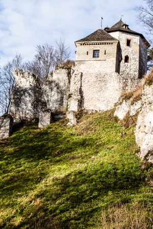 Castle ruins on a hill top in Ojcow, Poland のeditorial素材