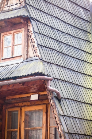 Traditional polish wooden hut from Zakopane, Poland.のeditorial素材