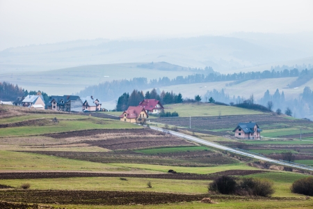 Autumn in the Beskid mountains in Poland.の写真素材