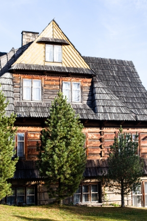 Traditional polish wooden hut from Zakopane, Poland.のeditorial素材