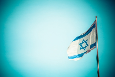 A flag of Israel in the wind 
