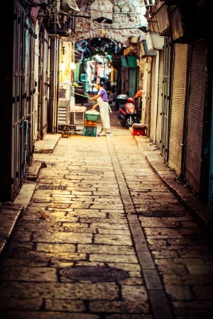 Ancient Alley in Jewish Quarter, Jerusalem, Israel.のeditorial素材