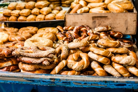 Bread with Caraway Seeds on bazaar in Tel Aviv, Israel の写真素材