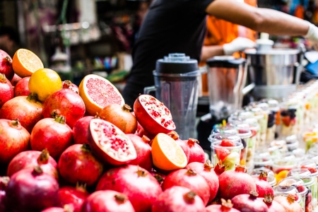 Pomegranates bunch at old town Jerusalem. Israel.の写真素材