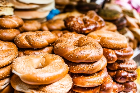 Bread with Caraway Seeds on bazaar in Tel Aviv, Israel の写真素材