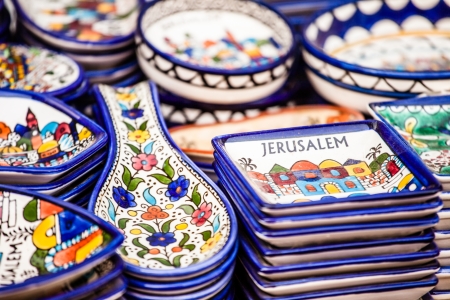 Traditional ceramic in local Israel market.の写真素材