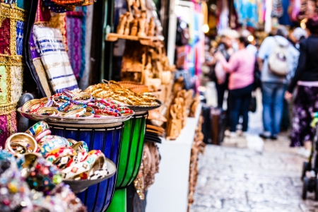 Traditional street market in Jerusalem, Israel.の写真素材
