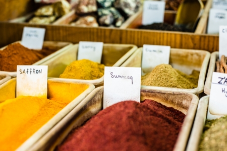 Spices on display in open market in Israel. の写真素材