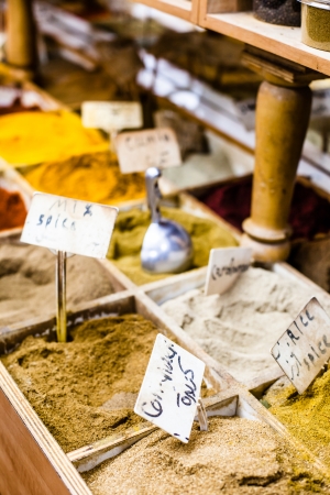 Spices on display in open market in Israel. の写真素材
