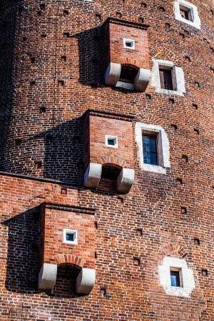 Medieval gothic Sandomierska and Senatorska Towers at Wawel Castle in Cracow, Polandのeditorial素材
