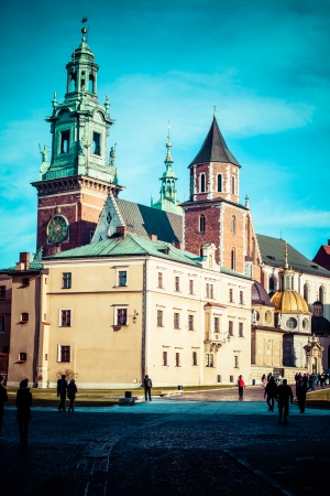 Wawel Cathedral (The Cathedral Basilica of Sts. Stanislaw and Vaclav) - famous Polish landmark on the Wawel Hill in Cracow のeditorial素材