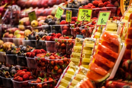 Fruits market, in La Boqueria,Barcelona famous marketplace の写真素材