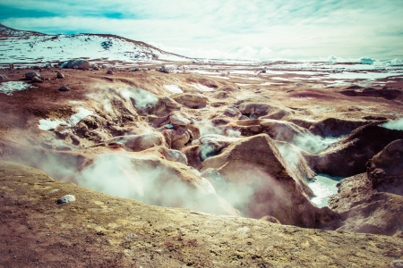 Geyser Sol de Manana, Boliviaの写真素材