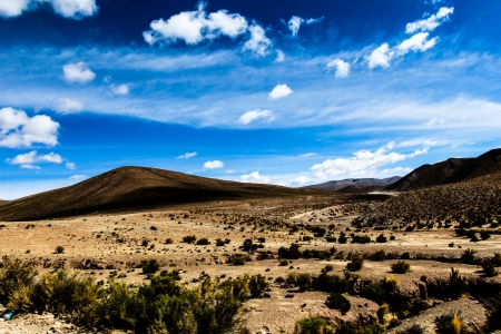 A desert on the altiplano of the andes in Bolivia の写真素材