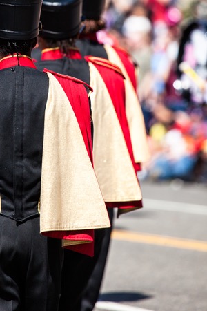 Brass Band in uniform performing 