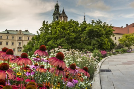 Garden in Wawel Castle, Cracow, Poland の写真素材
