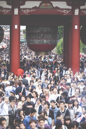 Sensoji-ji Red Japanese Temple in Asakusa, Tokyo, Japanのeditorial素材